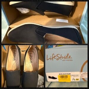 Life Stride Women's Neon Black Slip-On Flats